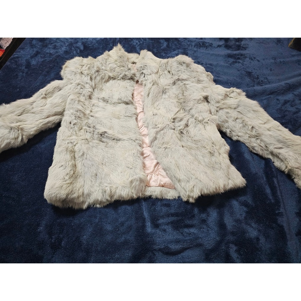 Vintage Real Rabbit fur coat xs/s unbranded tailors hook & eye closer soft